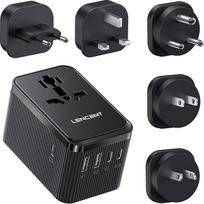 LENCENT kelioninis adapteris visame pasaulyje, 30 W universalus kelioninis kištukinis adapteris su 3 USB C ir 2 USB A, tarptautinis kištukinis lizdas JAV, Anglijoje, Japonijoje, Maldyvuose, Šri Lankoje, Australijoje (A/C/D/G/I tipas)