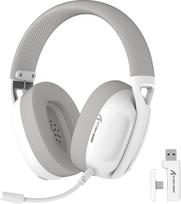 Lengvos virš ausų esančios žaidimų ausinės, laidinė jungtis / "Bluetooth" / belaidis 2.4G, 5.1 kanalo stereofoninis erdvinis garsas, prijungiamas mikrofonas, įkraunama baterija, tinka