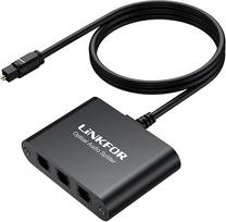 LiNKFOR Toslink Splitter, 1x3 Digitaler Audio Verteiler, aliuminio korpusas, LPCM 2.0, Dolby Digital und DTS Unterstützung, Optischer Splitter mit 1m Optisches Kabel für PS3 DVD HDTV STB etc.