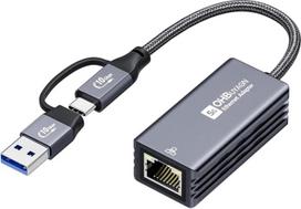 OHBUYAGN USB 5G LAN adapteris Ethernet adapteris iš USB 3.2 Gen 2 į RJ45 5000Mbps Gigabitinio tinklo adapteris ant aliuminio Suderinamas su nešiojamaisiais kompiuteriais, Linux, PVE, kompiuteriais su Windows 11/10/8 ir kt.