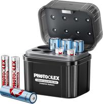 PHOTOOLEX įkraunamos baterijos 4 AA ir 4 AAA ličio su hibridiniu įkrovikliu, 1,5 V trigubos A ir dvigubos A baterijos, patvarios ličio jonų baterijos su NiMH/lithio hibridiniu įkrovikliu ir laikymo dėžute