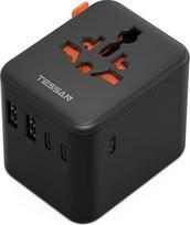 TESSAN kelionės adapteris visame pasaulyje su USB C, kelionės kištukinis adapteris visame pasaulyje su 5 USB, bendra galia 28 W, universalus kelionės adapteris, tarptautinis maitinimo adapteris Jungtinei Karalystei, JAV, Italijai, Japonijai, Australijai,