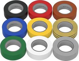 VDE sertifikuota elektrikų juosta, PVC izoliacinė juosta, 15 mm x 10 m, DIN EN 60454-3-1, 9 spalvų
