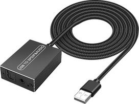 XMSJSIY USB optinio SPDIF Toslink 3,5 mm lizdo USB ir optinio SPDIF Toslink 3,5 mm lizdo garso adapterio keitiklis, skirtas televizoriui, PS5, PS4, kompiuteriui, nešiojamajam kompiuteriui, išmaniajam telefonui ir garso stiprintuvui, 1,2 m