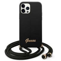 GUESS GUHCP12MLSCLMGBK iPhone 12/12 Pro 6.1" black hard case with metal logo and cord