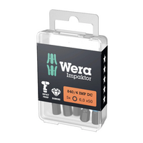 WERA 840/4 IMP DC SW6 50mm screw driver bit, 5 pieces.