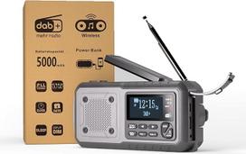 "Acta Berg Crank Radio" DAB+/FM avarinis radijas su rankiniu ir 5000 mAh akumuliatoriumi Saulės radijas su žadintuvu Rankinis alkūninis laikrodis Avarinė įranga kaip žibintuvėlis ir įkroviklis SOS