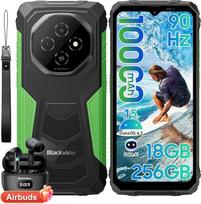 "Blackview Fort 1" (18+256) lauko mobilusis telefonas be sutarties, 10000 mAh, "Android 15" lauko išmanusis telefonas, 6,56 colių 90 Hz itin plonas statybvietės mobilusis telefonas, IP69K atsparus vandeniui, NFC/GPS/Gemini AI