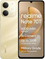 "realme Note 70T" 4G išmanusis telefonas, 4+128GB, 6000 mAh talpos baterija, 7,94 mm itin plonas, T7250 aštuonių branduolių mikroschemų rinkinys, iki 4+8GB dinaminės RAM atminties, "Next AI", įkroviklis neįtrauktas, auksinis