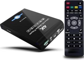 4K UltraHD medijos grotuvas ir kietojo disko korpusas "2-in-1", palaiko SSD, 2,5" SATA kietąjį diską, atkuria H.265/HEVC H.264/AVC MP4 MKV vaizdo įrašus MP3 muziką JPG nuotraukas, 4K HDMI, analoginis AV, USB 3.0, C tipo