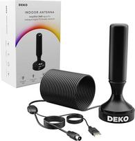 DEKO DVB-T DVB-T2 antena su stiprintuvu - HDTV vidaus antena televizoriams, didelio nuotolio ir 360° priėmimo diapazono, su magnetiniu pagrindu, 5 metrų ilgio kabeliu, palaiko 4K HD kanalus ir visus televizorius