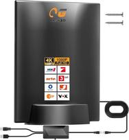 DVB-T/DVB-T2 antena su stiprintuvu - HDTV vidaus antena televizoriui, 430 km atstumu ir 360° priėmimo kampu, su magnetiniu pagrindu - palaiko 4K/1080P visus televizorius DAB/UHF/VHF