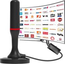 DVB-T/DVB-T2 HD antena, išmaniųjų televizorių vidinė TV antena su stiprintuvu ir magnetiniu pagrindu 360° HD priėmimui. Palaiko 4K/1080P - visiems televizoriams DAB/UHF/VHF (3 metrų kabelis)
