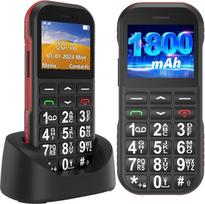 Senjorų mobilusis telefonas be sutarties, GSM dviejų SIM kortelių mygtukinis mobilusis telefonas Senjorų telefonas su dideliais mygtukais, 1800 mAh baterija, ilgas budėjimo laikas, USB-C, įkrovimo stotelė, pensininkai, senjorų mobilusis telefonas