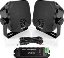 STUDIOFINIX 4 colių vandeniui atsparus jūrinis "Bluetooth" garsiakalbis 120 W, skirtas valtims, keturračiams, UTV, golfo vežimėliams, paviršinis montavimas (juodas)