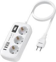 "7-in-1" kelioninis adapteris Japonijos kištukinis lizdas su 3 krypčių lizdais ir 4 USB (2 USB-C 3.4A), greitasis įkroviklis, A tipo adapteris Japonijai, JAV, Tailandui, Kinijai, Kanadai, Vietnamui, 1,5 m kabelis
