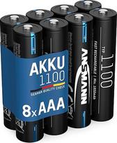 "Ansmann" AAA įkraunamos mikro AAA baterijos, didelės talpos, idealiai tinka didelės galios baterijoms, pvz., nuotoliniu būdu valdomoms transporto priemonėms, mikrofonams, elektroniniams prietaisams Pakuotė 8 vnt., juodos spalvos