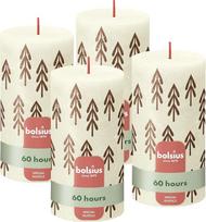 "Bolsius Rustic Pillar Candles Silhouette" - Dramblio kaulo spalvos su atspaudu - 4 vnt. - 13 x 7 cm - ilgai dega - buitinė žvakė - sudėtyje yra natūralaus augalinio vaško - be palmių aliejaus
