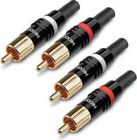 "Hicon" HI-CM03-NTL/RED RCA jungtys 4 vnt. HI-CM03 2x NTL + 2x raudona RCA Phono Neutral White