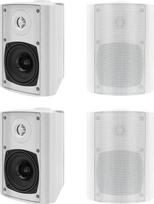 "Herdio" 4 colių "Bluetooth" lauko garsiakalbiai 400 vatų vandeniui atsparus lauko garsiakalbis sodui, kiemui, restoranui (2 poros/baltos spalvos)