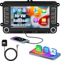 "Ledio" "Bluetooth" automobilinis radijas su ekranu, skirtas "VW Golf 5 6 T5 Polo 6r Caddy Passat Touran Seat", automobilinis radijas su palydovine navigacija WLAN FM/AM Dab radijas, "Apple Carplay" "Android Car Mirrorlink" 2Din 7 colių "Android" 14 GPS
