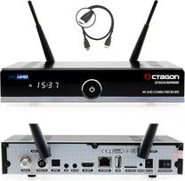 "Octagon SF8008 UHD 4K Supreme Combo" imtuvas, palydovinis kabelinis ir DVB-T2 imtuvas, "E2 Linux" ir "Define OS", su PVR įrašymo funkcija, M.2 M raktas, Gigabit LAN, "Bluetooth", kortelių skaitytuvas, "Sat to IP", "WiFi WLAN