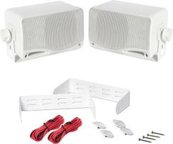 "Pyle PLMR24" 2 universalių baltų vandeniui atsparių garsiakalbių 200 W RMS ir 400 W Max rinkinys paplūdimiui, barui, restoranui, laivui, valčiai, valčiai, pora + nemokami laikikliai ir kabeliai