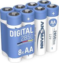 ANSMANN NiMH įkraunamas AA Mignon 2850 mAh skaitmeninis 8 vnt. paketas / greitai įkraunamos baterijos ilgam ir patikimam naudojimui