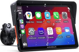 APHQUA Belaidis "Carplay" ekranas motociklui, 5 colių vandeniui atsparus jutiklinis ekranas, nešiojamasis "CarPlay" ir "Android" automobilis motociklui, palaiko "Bluetooth Trans", GPS navigaciją, "Siri" - A522
