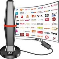 DVB-T/DVB-T2 antena, 2025 DVBT2 antena su stiprintuvu, didelio nuotolio ir 360° priėmimo diapazono, vidaus antena televizoriams su stipriu magnetiniu pagrindu, palaiko 4K 1080P - visiems televizoriams DAB/UHF/VHF