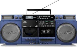 MEDION P66538 Retro Ghetto Blaster su CD grotuvu, 80-ieji, didelis, USB, SD, CD, kasetės MC, DAB+ radijo teleskopinė antena, "Bluetooth", kasetės, įrašymo funkcija, maitinamas iš baterijos)