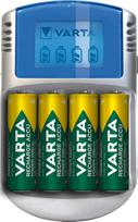 VARTA baterijų įkroviklis su 4 x AA 2600 mAh, įkraunamų AA/AAA baterijų įkroviklis, LCD įkroviklis, su USB kabeliu ir 12 V adapteriu