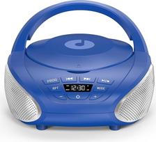 "Gueray" CD grotuvas "Boombox" "Bluetooth" nešiojamasis CD grotuvas stereofoninis radijas su FM radiju stereofoninis garsiakalbis USB ir AUX įvestis bei ausinių prievadai LCD ekranas nuotolinio valdymo pultas (mėlynas + sidabrinis)