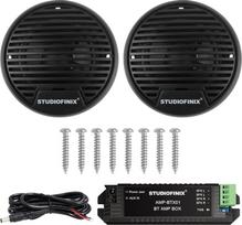 "STUDIOFINIX" 3 colių jūrinis "Bluetooth" garsiakalbis valčiai, motociklui, kubilui, SPA - 140 W atsparus vandeniui (juodas)