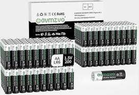 avmzvo AA baterijos, 200 vnt., LR6, 1,5 V, šarminės, ilgaamžės, galingos, galima naudoti žaislams, žadintuvams ir kitiems elektroniniams prietaisams