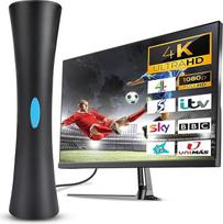 AXFEE DVBT2 antena su stiprintuvu 36Dbi+ HDTV vidinė antena televizijai, maksimali signalo kokybė dėl aliuminio šerdies, Full HD, 5 m kabelis, DVB-T2 antena, TV Freenet, TV, vidinė ir išorinė