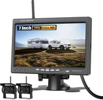 GOHHDL 1080P HD belaidis atbulinės eigos kameros rinkinys, stabili WiFi belaidė galinio vaizdo kamera, 7 colių HD monitorius su 2 galinio vaizdo kameromis, skirtas priekabai, kemperiui, sunkvežimiui, automobiliui, autobusui, IP68 vandeniui, 12V-36V
