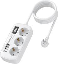 JAV adapterio kištukinis lizdas, 7 in 1 adapteris JAV Vokietija USB C kištukas (3,4 A), trigubas kištukinis lizdas su 1,5 m kabeliu, 1250 W JAV ir ES adapteris, Kanados B tipo kelioninis kištukas, skirtas Amerikai/Meksikoje