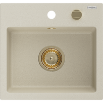 Mexen Milo granito virtuv?s kriaukl? 1 skyrius 435 x 410 mm, sm?lin? spalva, auksinis sifonas - 6505441000-69-G