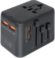 "AiQInu" universalus kelionių adapteris visame pasaulyje, tarptautinis lizdo adapteris su 2 USB-C, 2 USB-A, kelionių adapteris visame pasaulyje GaN 25W, skirtas ES, JAV, JK, AUS