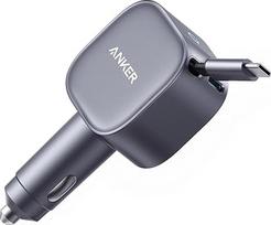 "Anker" USB-C automobilinis įkroviklis, 75 W maks. itin kompaktiškas C tipo automobilinis greitasis įkroviklis, įmontuotas ištraukiamas laidas, automobilinis maitinimo šaltinis iPhone 16/15 serijos, MacBook Pro/Air, iPad, Galaxy, AirPods