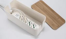 "Fanton" plastikinė kabelių dėžutė "Desk Box" dangtelis "Bamboo" organizatorius keliems lizdams paslėpti stalo kabelį
