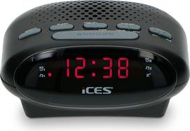 "iCES ICR-210" radijo laikrodis (2 kartus žadintuvas, snaudimo funkcija, miego laikmatis), juodas