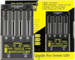 "LiitoKala Lii-500S" 18650 baterijų įkroviklis su LCD jutikliniu ekranu, 12V3A adapteris, palaikantis USB išvestį, skirtas 10400 21700 Li-Lion AA AAA NI-MH NI-CD, 4 lizdai