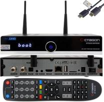 "Octagon SF8008 4K Twin Supreme V3 UHD E2 2xDVB-S2X Linux PVR Twin Sat imtuvas, 2,4/5G dviejų dažnių "WiFi", 1Gbit LAN, M.2 sąsaja, HDR 10, BT 5.1, IR nuotolinio valdymo pultas, HTS e-com HDMI kabelis