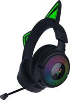 "Razer Kraken Kitty V3 Pro" - belaidės RGB "Kitty" ausinės žaidimams - reaktyvios transliacijos katės ausys - "Triforce" 40 mm garsiakalbis - "Hyperspeed" belaidis ryšys ir "Bluetooth" - "THX Spatial Audio" | Juoda