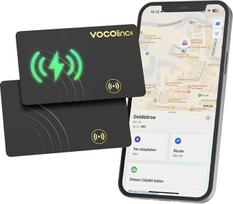 "VOCOlinc" įkraunama piniginės sekimo kortelė 2 vnt., itin plona 1,6 mm oro žymos kortelė veikia su "Apple" Kur? (tik "iOS"), "Bluetooth" daiktų ieškiklis pasams, lagaminams, krepšiams, rankinėms, piniginėms