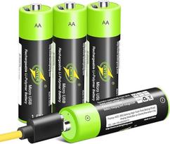 AA baterija [4 vnt.], įkraunamos mikro USB dvigubos A ličio baterijos, 1,5 V / 1700 mAh, 1,5 val. greito įkrovimo įkraunamos baterijos, ne NI-MH/NI-CD/šarminės baterijos, ekologiškos/3000 ciklų