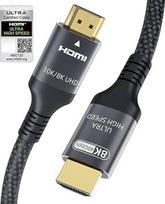 Adauxter 10k 8k HDMI 2.1 kabelis 7,5 m, sertifikuotas itin didelės spartos HDMI kabelis 4K 144Hz 120Hz 8K60Hz eARC DTS:X D-olby Atmos HDR10+ HDCP2.3 Suderinamas su "Mac" PS5 X-box Žaidimų kompiuteris TV RTX4090