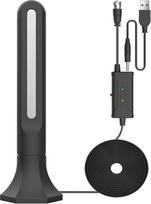 AXFEE DVBT2 antena su stiprintuvu 36Dbi+ HDTV vidinė antena televizijai, maksimali signalo kokybė dėl aliuminio šerdies, Full HD, 5 m kabelis, DVB-T2 antena, TV Freenet, TV, vidinė ir išorinė